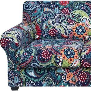 Stretch Sofa Covers for 3 Cushion Couch Blue Green 72"-96" 4 Pcs.